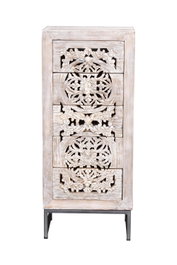GINER Y COLOMER Commode à 5 tiroirs en bois de manguier, blanc vieilli et gris
